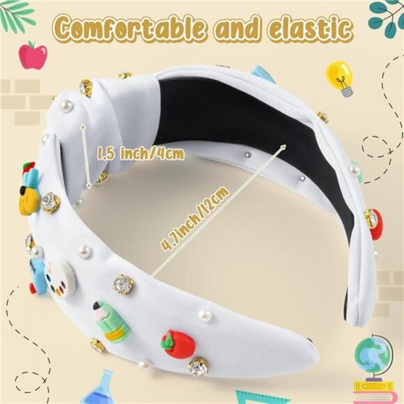 Jeweled Knotted Headband - Rhinestone Pearl Embellished Headband for Women Girls - Picture 2 of 6